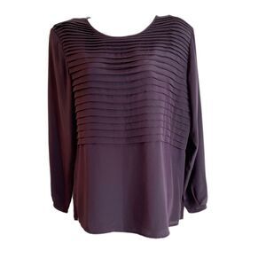 Fiji Vintage Womens Blouse S Purple Long Sleeve Tiered Pleated Shoulder Pads Top